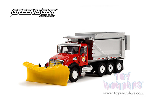 Greenlight - Mack Granite Dump Truck with Snow Plow & Salt Spreader - Arlington Heights, Illinois Public Works (2019, 1/64 scale diecast model car, Red/Silver) 30336/48